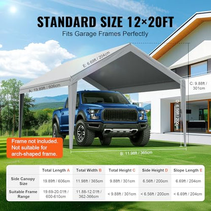 Carport Replacement Canopy Cover 12 x 20 ft