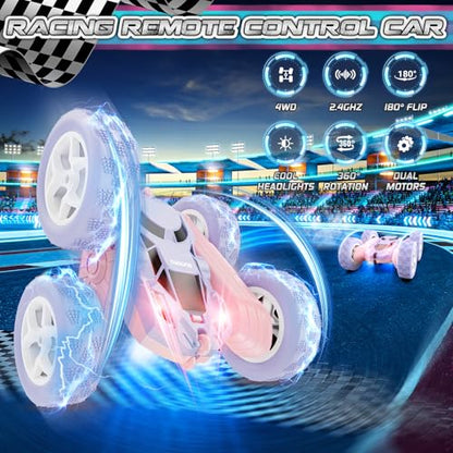 Pink Purple RC Stunt Car for Kids