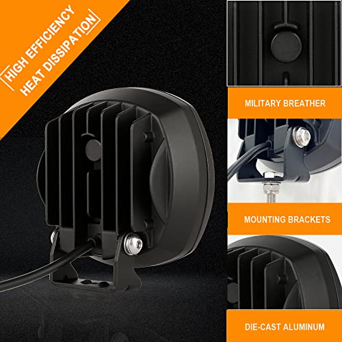 5 Inch Pair 160W Amber Round LED Offroad Lights 18800LM Amber Yellow OffRoad Lights Super Bright Amber Driving lights Fog Lights Waterproof IP68 Light Bar for Trucks Pickup 4x4 SUV ATV UTV