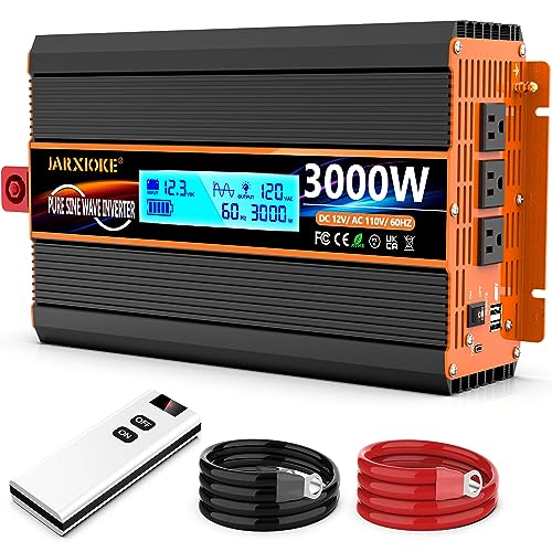 3000 Watt Pure Sine Wave Power Inverter 12V DC to 110V 120V Converter for Family RV Off Grid Solar System Car with Type