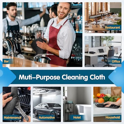 Black Microfiber Cleaning Cloth (8 Count)