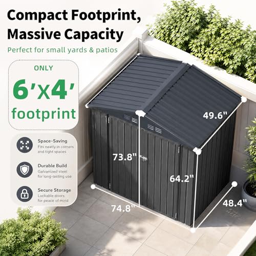 4' x 6' Outdoor Metal Storage Shed