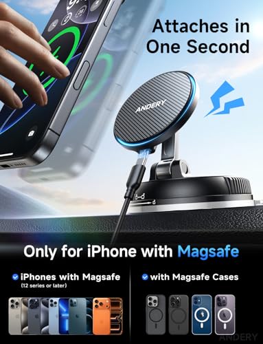 Only for iPhone Magsafe Car Mount Charger [15W Fast Wireless Charge