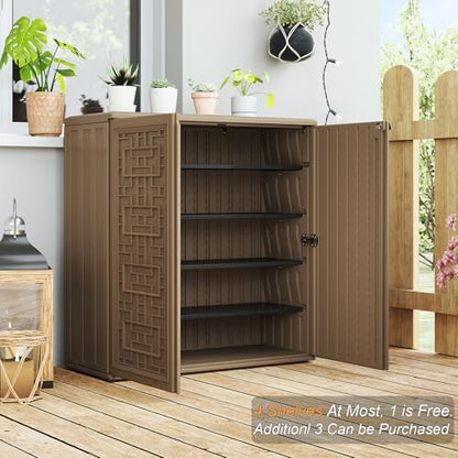 Indoor Outdoor Storage Cabinet with Doors and Shelf