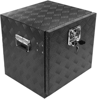 18 Inch Heavy Duty Aluminum Tool Box - Waterproof Square Truck Storage Organizer Chest for Pickup Truck Bed, RV Trailer - T-Handle Lock and Keys Included
