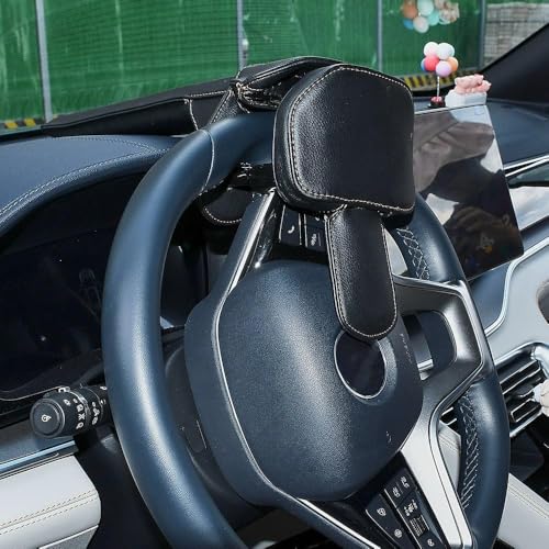 Leather Car Steering Wheel Lock Anti Theft Device Adjustable Length Fit for Cars Trucks Vans and SUVs with 2 Keys Leather Cover & Reinforced Steel Core Scratch