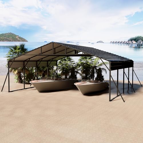 20 x 20 FT Metal Carport with Galvanized Steel Roof