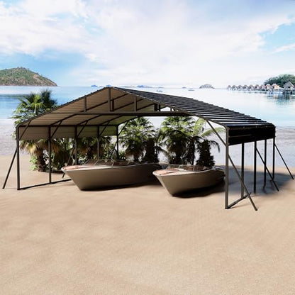 20 x 20 FT Metal Carport with Galvanized Steel Roof