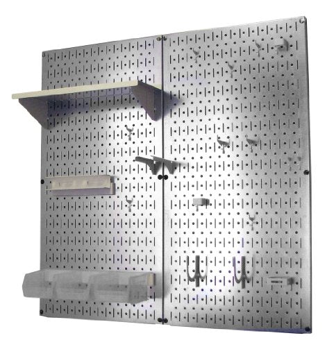 Metal Pegboard Organizer Utility Tool Storage and Garage Pegboard Organizer Kit with Metallic Tool Board and White Accessories (2 Count)