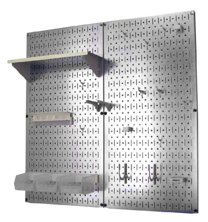 Metal Pegboard Organizer Utility Tool Storage and Garage Pegboard Organizer Kit with Metallic Tool Board and White Accessories (2 Count)