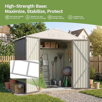 6x4 FT Outdoor Storage Shed with Floor Frame