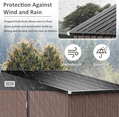 9.8x7.6 FT Shed Outdoor Storage Shed with Base