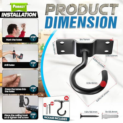 4Pcs 200LB Rotatable Ceiling Hook Wall Mount Metal Hanger for Hanging Plant (4 Count)