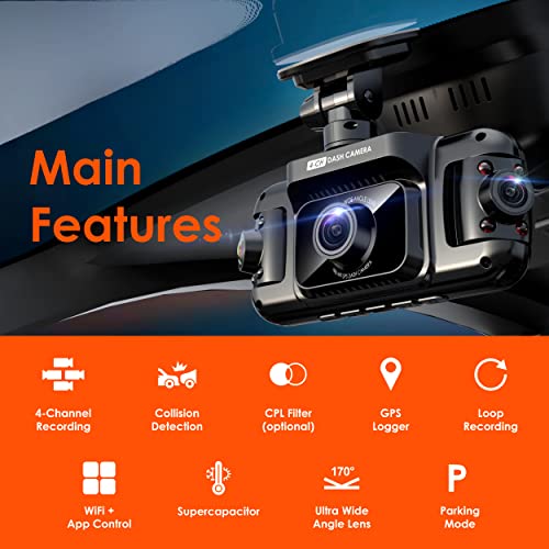 USA R4 4 Channel Dash Cam W
