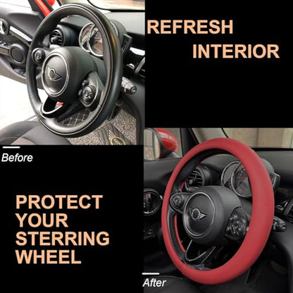 Large Size Nappa Leather Steering Wheel Cover 15.75 in