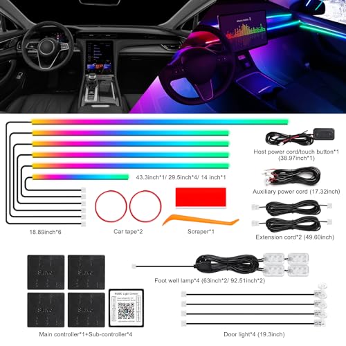 Dreamcolor Acrylic Interior Car LED Strip Light with Wireless APP