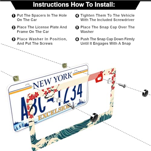 Waves Cherry Blossom License Plate Frames