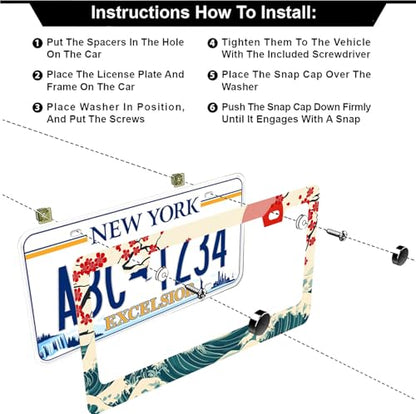 Waves Cherry Blossom License Plate Frames