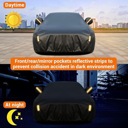 All Weather Car Cover Waterproof Windproof Hail Protector with Fleece Lining & Zipper Door