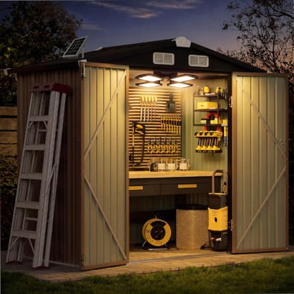 6'x4' Outdoor Storage Shed with Solar Motion Sensor Light