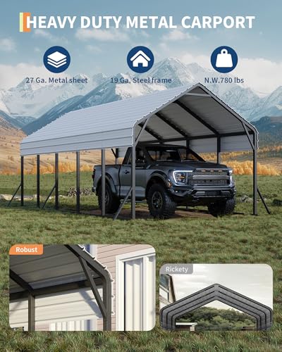 13x26x11 Ft Oversized Metal Carport