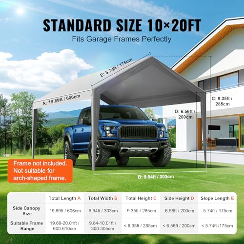 Carport Replacement Canopy Cover 10 x 20 ft