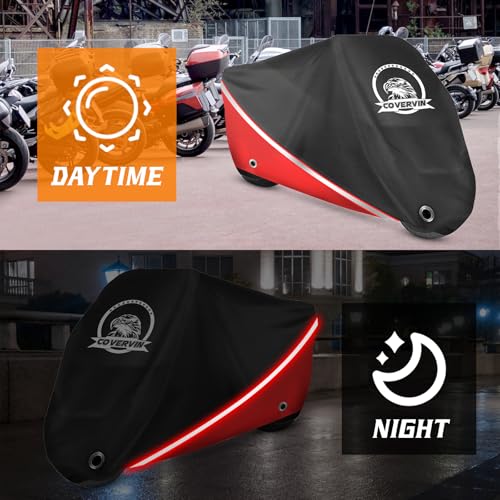 Motorcycle Cover Waterproof for Cruiser Touring Models 104" Red