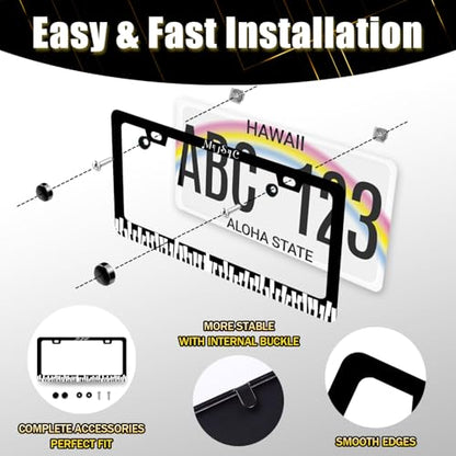 Music Notes License Plate Frame Stainless Steel Funny Piano License Holder