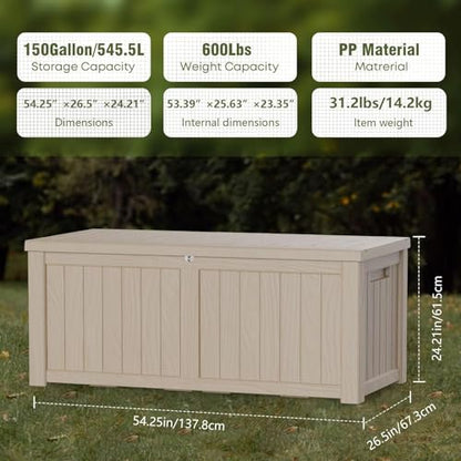 150 Gallon Outdoor Storage Box for Patio Furniture