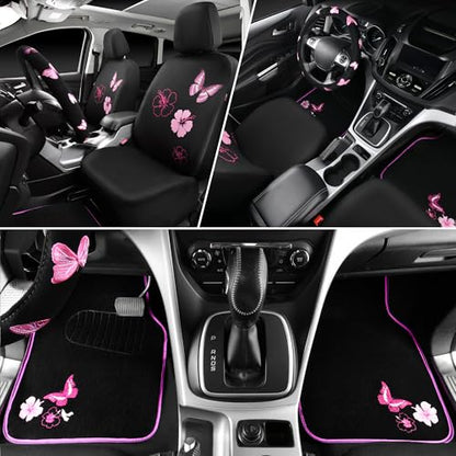 Universal Cloth Butterfly Car Seat Covers Full Set