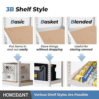 White 28" W 5 Tier Storage Shelves Garage Shelving Unit Metal