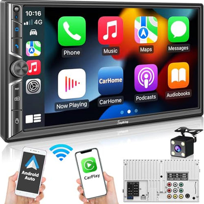 7" Double Din Car Stereo Compatible with Wireless Apple CarPlay & Android Auto