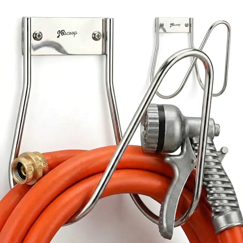 Garden Hose Holder Stainless Steel Small Wall Mount Garden Hose Hook (2 Count)