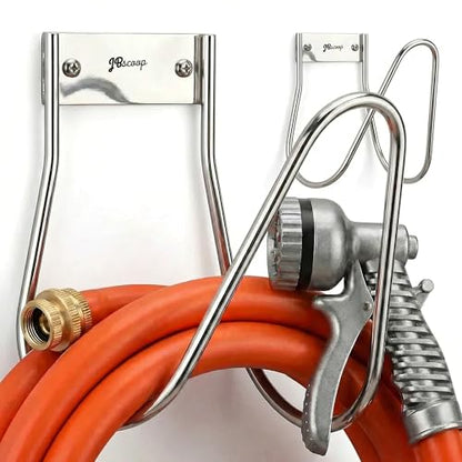 Garden Hose Holder Stainless Steel Small Wall Mount Garden Hose Hook (2 Count)
