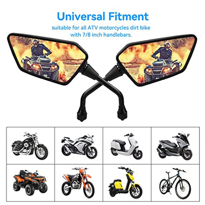 ATV Mirror Side Rearview Mirrors for Bike Motorcycle Scooter (2 Count)