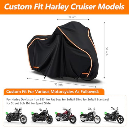 420D Cotton Lining Waterproof Motorcycle Cover for Harley Davidson Cruiser