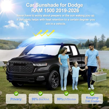 6Pcs Car Window Shades for Dodge RAM 1500 Crew Cab 2019