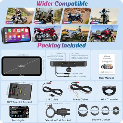 W603B 6.3" Motorcycle Carplay Screen for R1200GS R1250GS S1000XR