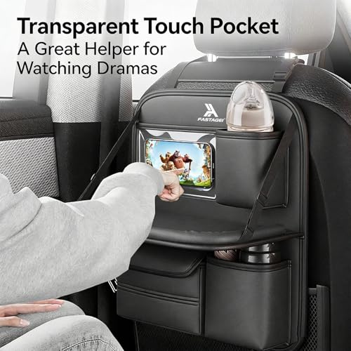 2 Pack Universal Premium Leather Foldable Car Backseat Organizer with Table Tray (2 Count)
