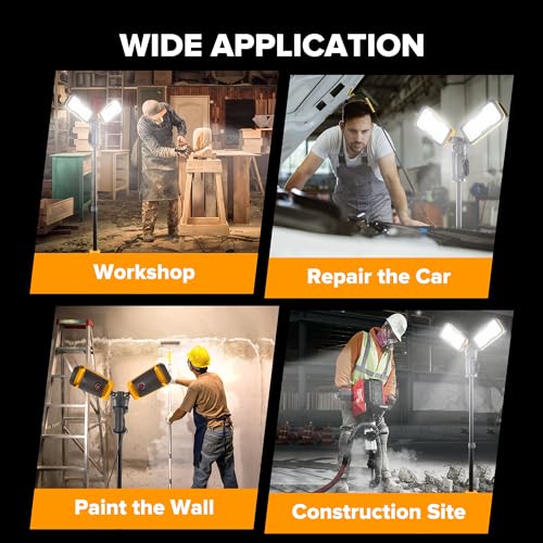 Upgraded】LUTEC 6290Max 11000 Lumen 92W Dimmable LED Work Light with Telescoping Tripod
