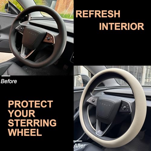 Nappa Leather Steering Wheel Cover for Tesla Model Y