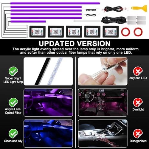 Acrylic Interior Car LED Strip Light with Wireless APP