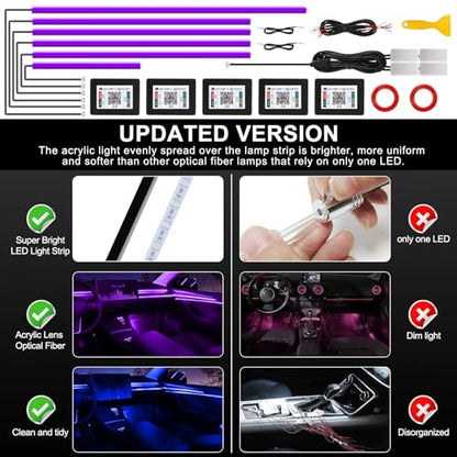 Acrylic Interior Car LED Strip Light with Wireless APP