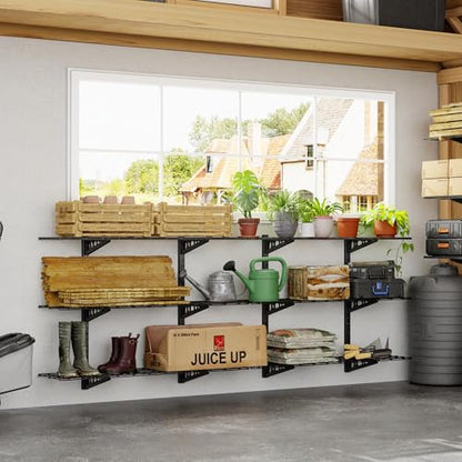 2 Pack 3 Tier 1x4ft Garage Storage Wall Shelving (2 Count)