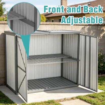 Outdoor Storage Shed 4.2x2.2FT with Metal Frame & Fir Wood