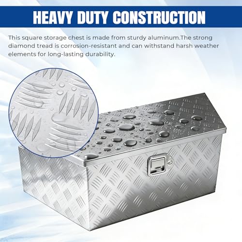 39" x 12" x 16.5" Trailer Tongue Tool Box Heavy Duty Aluminum with Latch and Keys Trailer Toolbox Organizer Truck Underbody Box Compatible with Pick Up Truck Bed RV Trailer ATV Silver