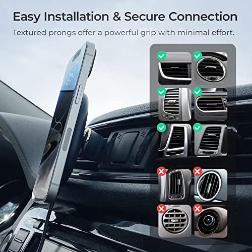 Velox Magnetic Wireless Charging Air Vent Car Phone Mount. Compatible with MagSafe iPhones including iPhone 12