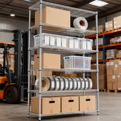 2100LBS 47.2" W 6 Tiers Shelf Storage Shelves Metal Shelving Unit Heavy Duty Garage Shelving Adjustable Wire Shelves for Pantry