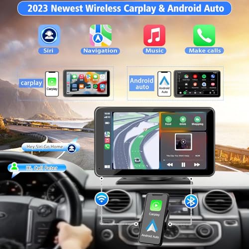Portable Wireless with Apple CarPlay and Android Auto Screen for Car