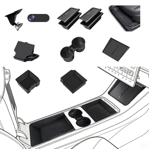 9Pcs Set Center Console Organizer Tray for Tesla Model Y Juniper 2025 2026 (2 Count)